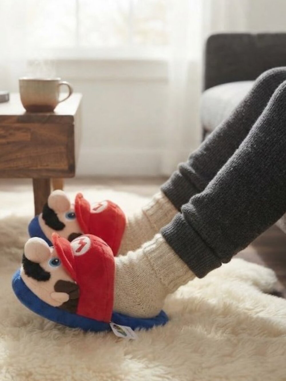 Mario Plush Slippers Kids Unisex Super Mario Character Cosplay up 9" long